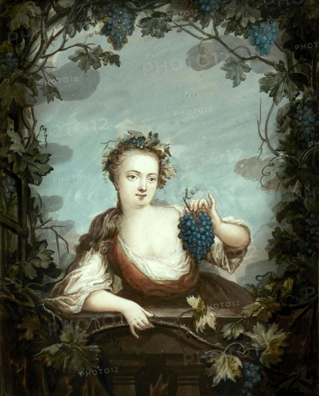 Woman with Grapes, painting by Ditlev Blunck, Historical, digitally restored reproduction of a historical work of art