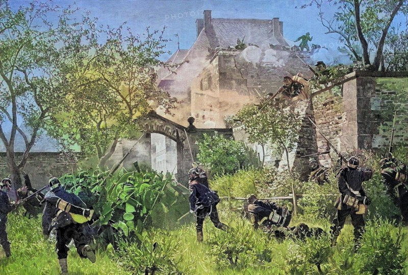 Storming of the castle Gaisberg during the Franco-Prussian War, 1870, Historical, digitally restored reproduction of an original from the 19th century, exact date unknown