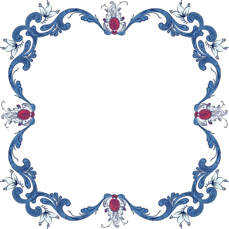 Vector floral frame with traditional Norwegian Rosemaling motif