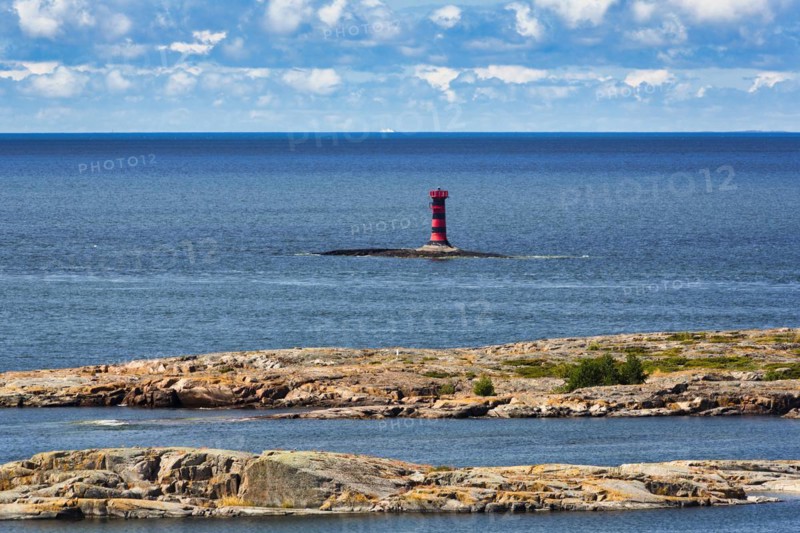 Marhaellan lighthouse in the archipelago, Mariehamn harbour entrance, Aland Islands, Gulf of Bothnia, Baltic Sea, Finland, Europe