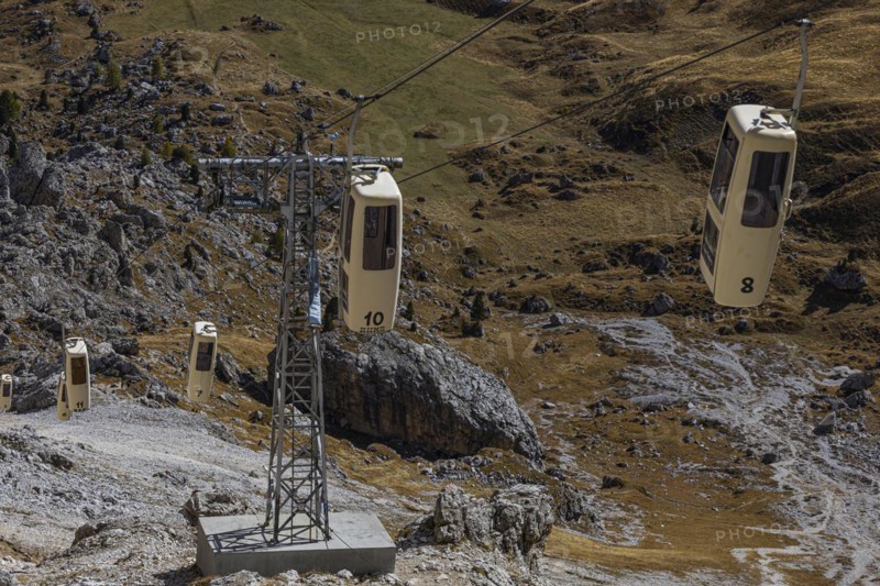 Gondola from the Sella Pass to the Sassolungo Pass, Dolomites, South Tyrol, Italy, Europe