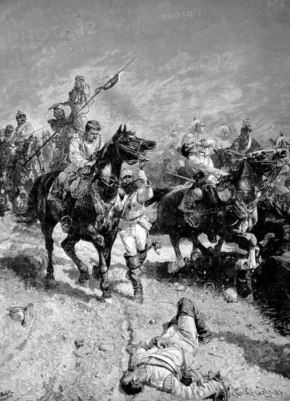 Franco-Prussian War, 1870, the Charge of the Light Brigade at Bionville, France, Historical, digitally restored reproduction from a 19th century original, Europe