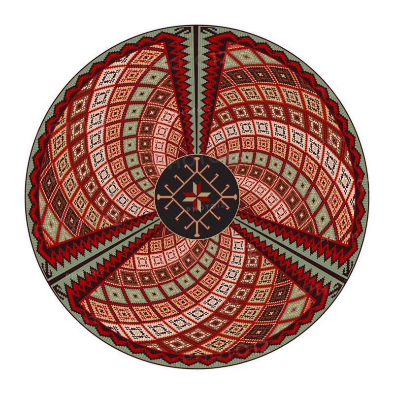 Traditional Kilim round decorative element, vector template