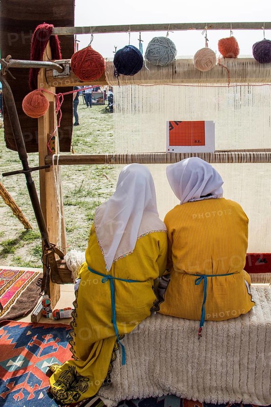 Carpet of traditional types made on a loom