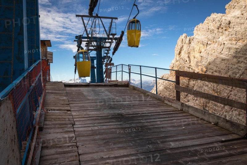 Gondola lift to Forcella Staunies, Monte Cristallo group, Dolomites, Italy, Monte Cristallo group, Dolomites, Italy, Europe