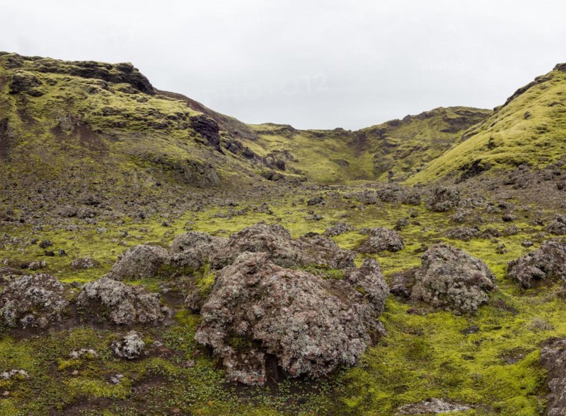 Tjarnargigur crater landscape, moss-covered volcanic landscape, Laki crater landscape, highlands, South Iceland, Suourland, Iceland, Europe