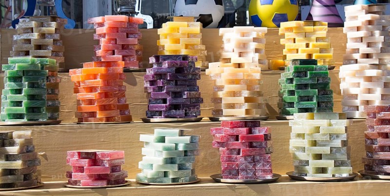 Collection of bars of fragrant hand made organic soap