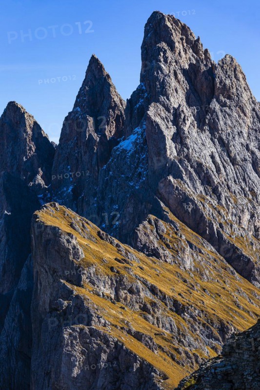 Geisler Group with the Sas Rigais peak, Val Gardena, Dolomites, South Tyrol, Italy, Europe