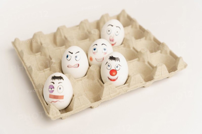 Funny Eggs. Faces on the eggs Eggs Smiles. Studio