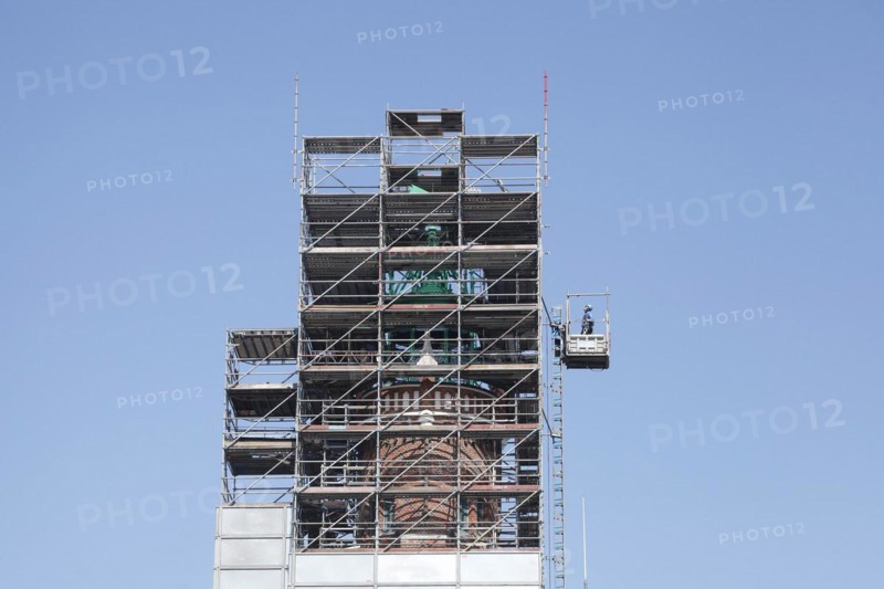 Construction site, scaffolding, lighthouse, Simon Loschen, Bremerhaven, Bremen, Germany, Europe
