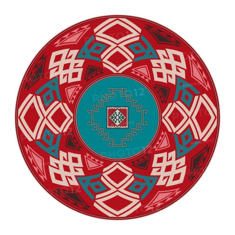 Traditional Kilim round decorative element, vector template