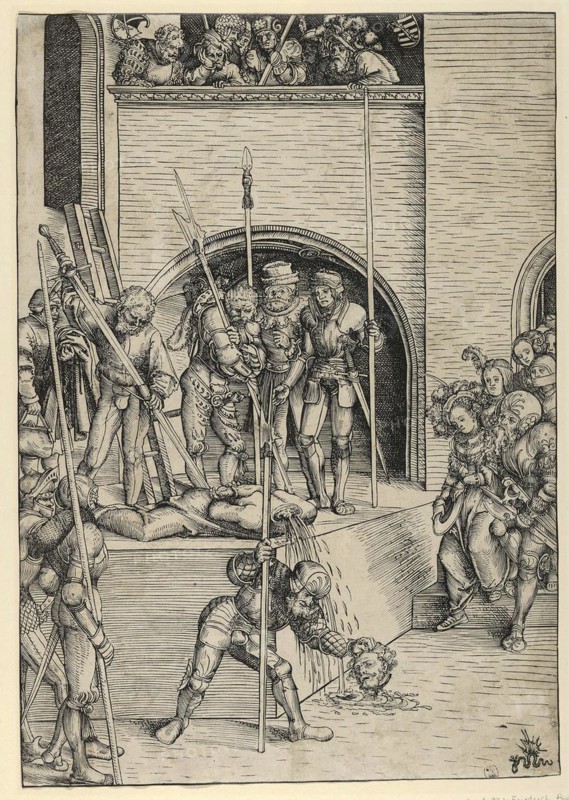 The Beheading of John the Baptist, painting by Lucas Cranach the Elder, 4 October 1472, 16 October 1553, one of the most important German painters, graphic artists and letterpress printers of the Renaissance, Historic, digitally restored reproduction of a historical original