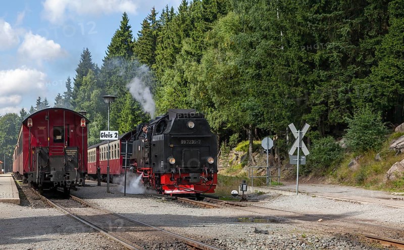Steam train, Brockenbahn, narrow-gauge railway, Brocken, Harz, Saxony-Anhalt, Germany, Europe