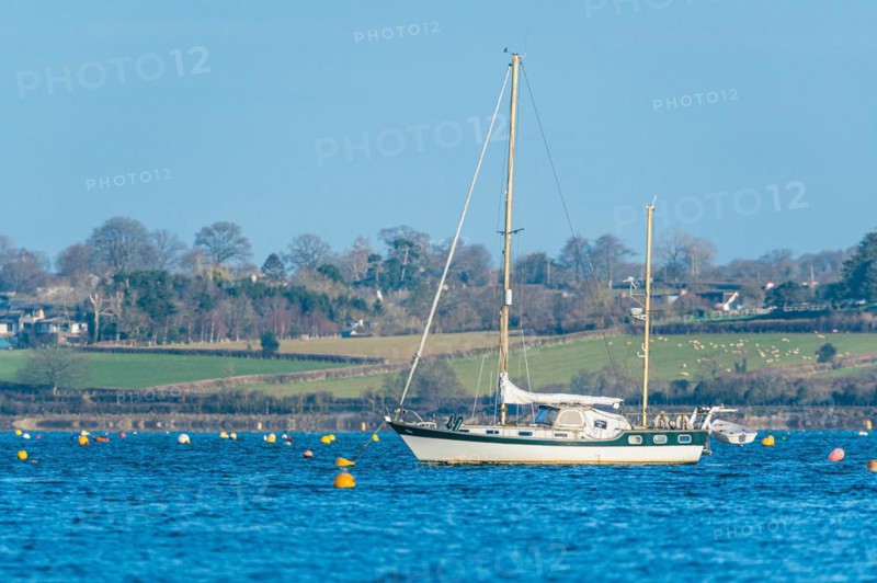 Yacht on River Exe, Dawlish Warren, Exmouth, Devon, England, United Kingdom, Europe