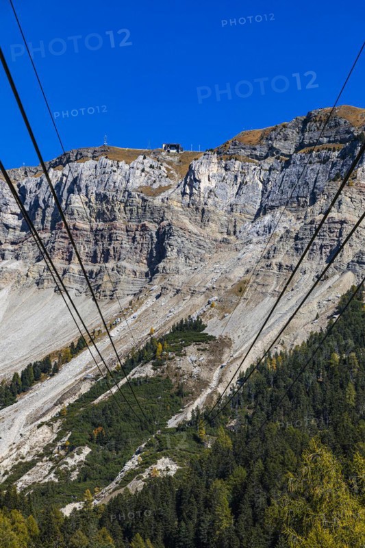 Cable car route to the mountain station at the Seceda summit, Val Gardena, Dolomites, South Tyrol, Italy, Europe