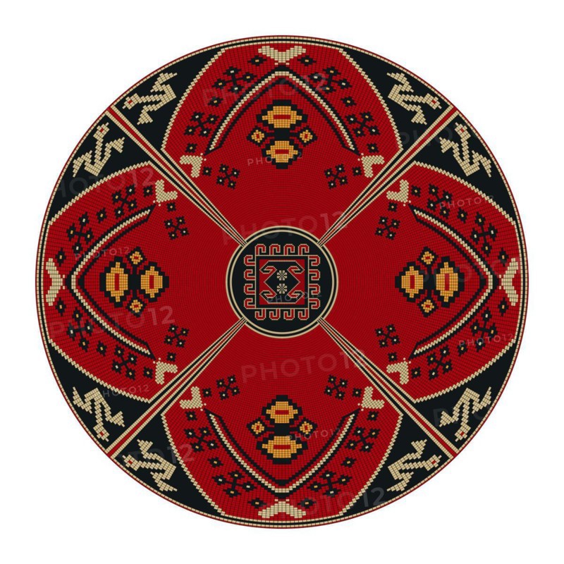Traditional Kilim round decorative element, vector template