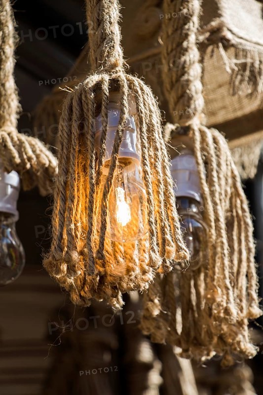 Decorative antique edison style filament light bulbs hanging
