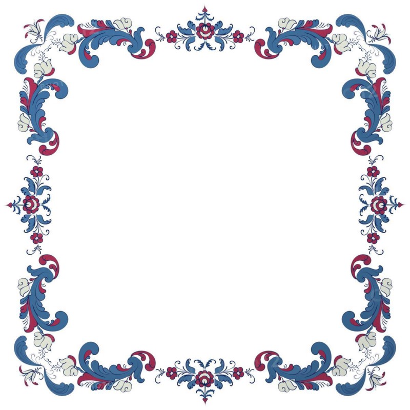 Vector floral frame with traditional Norwegian Rosemaling motif