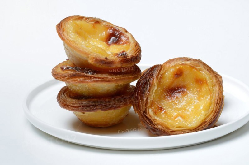 Pastel de Nata, Pasteis de Nata on a plate, custard tart, Portuguese speciality