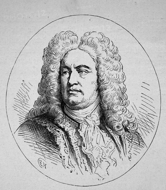 George Frideric Handel, German pronunciation, 23 February 1685-14 April 1759, was a German, later British, Baroque composer, Historical, digitally restored reproduction from a 19th century original