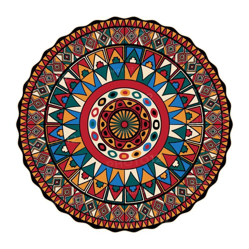Decorative round tribal design element over white background, vector illustration