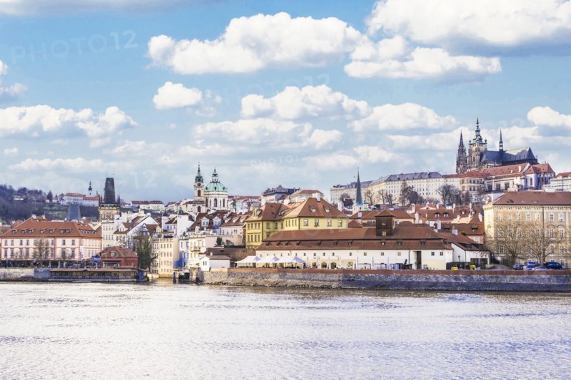 View of Mala Strana by the Moldava river located in Prague, Czech Republic, Europe