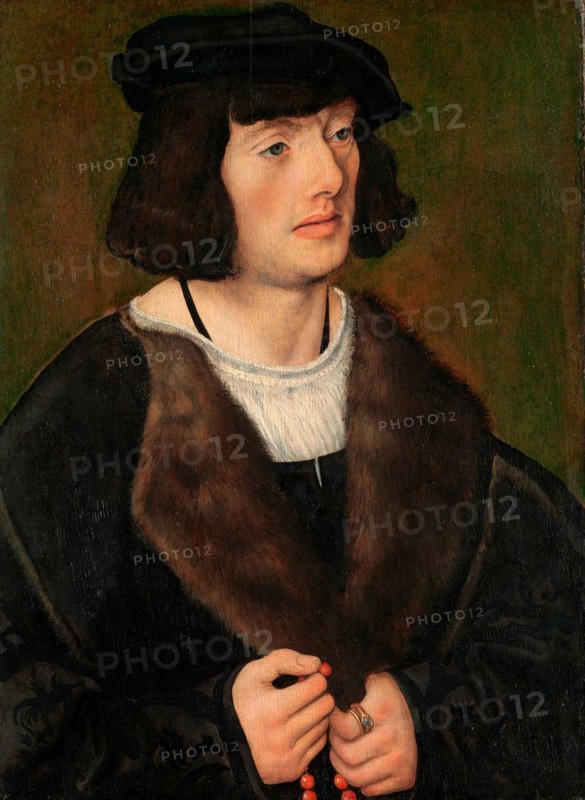 Portrait of a Man with a Rosary, painting by Lucas Cranach the Elder, 4 October 1472, 16 October 1553, one of the most important German painters, graphic artists and letterpress printers of the Renaissance, Historical, digitally restored reproduction of a historical original