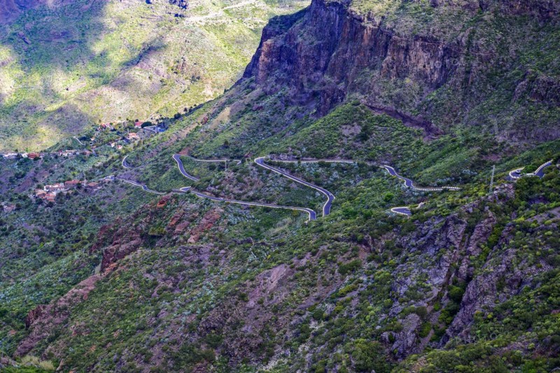 Serpentines, road to the lonely mountain village of Masca, Teno Mountains, Tenerife, Spain, Europe