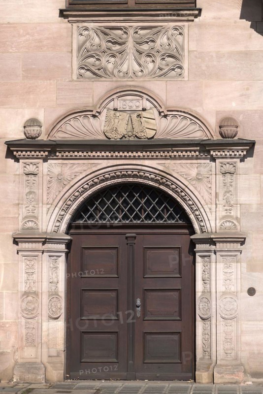 Town hall portal from 1899, Obstmarkt, Nuremberg, Middle Franconia, Bavaria, Germany, Europe