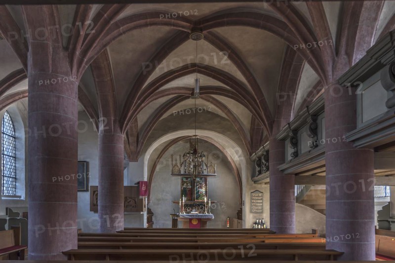 Hall church from 1488 with a late Gothic high altar by Michael Wolgemut around 1505, St. Egidienkirche, Beerbach, Middle Franconia, Bavaria, Germany, Europe