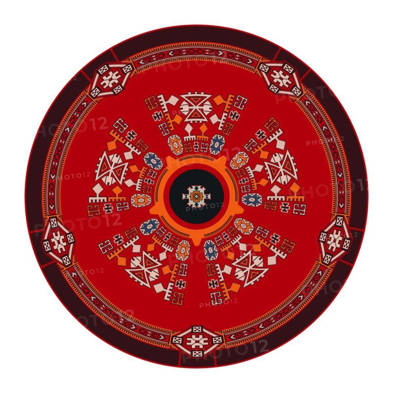 Traditional Kilim round decorative element, vector template