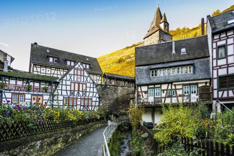 Historic half-timbered houses, Malerwinkel, Bacharach, Upper Middle Rhine Valley, UNESCO World Heritage Site, Rhine, Rhineland-Palatinate, Germany, Europe