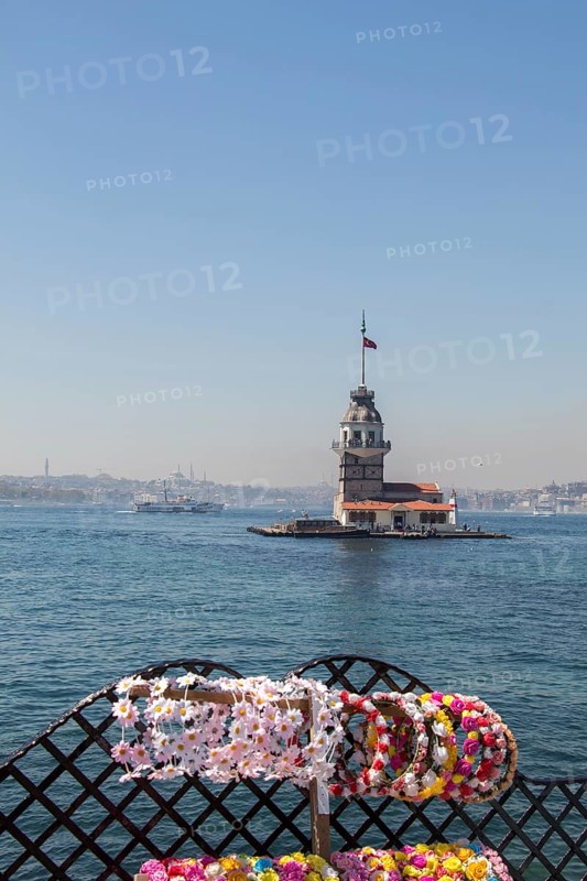 Maidens Tower located in the middle of Bosporus