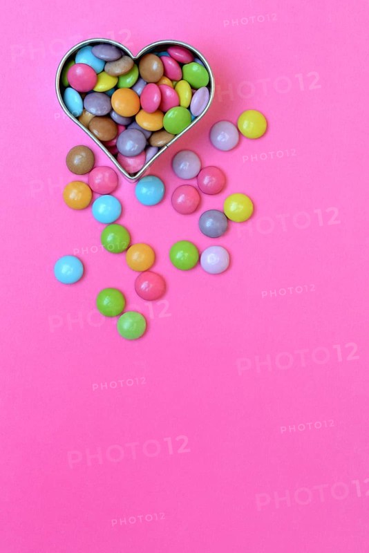 Chocolate Lentils in Heart Cookie Cutter, Smartie