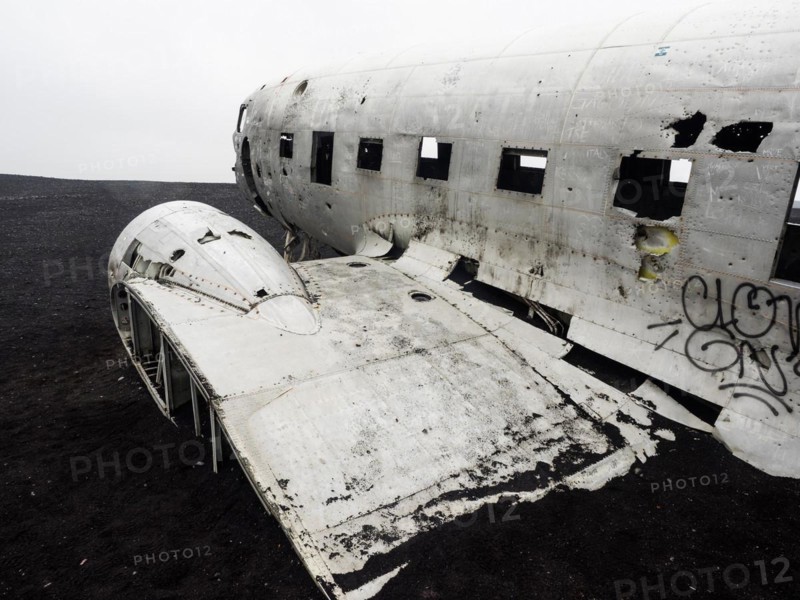 Plane wreckage on the lava beach of Solheimasandur, Iceland, Europe