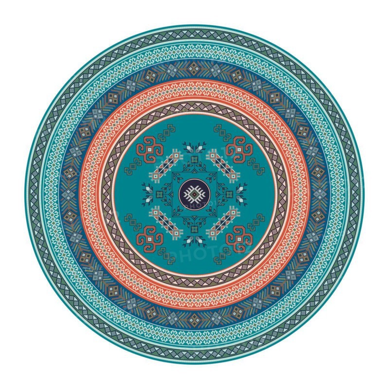 Traditional Kilim round decorative element, vector template
