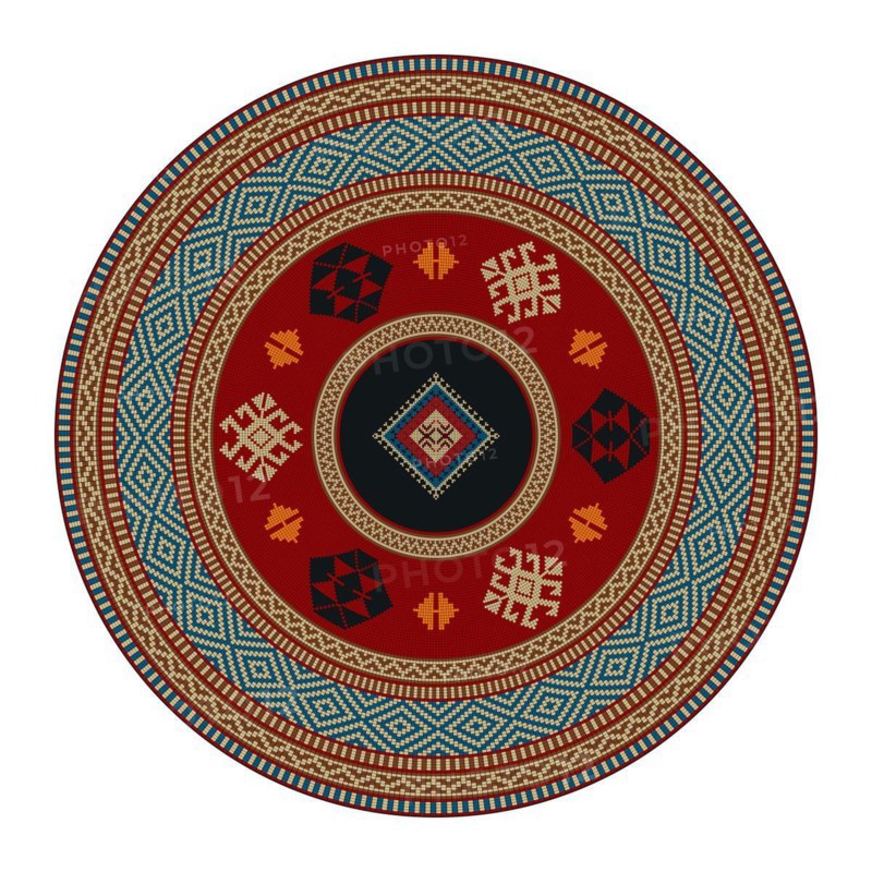 Traditional Kilim round decorative element, vector template