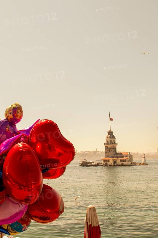 Maidens Tower located in the middle of Bosporus