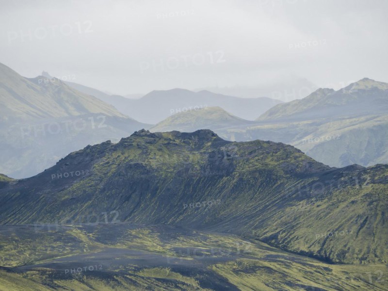 Moss-covered volcanic landscape, Laki Crater or Lakagigar, Highlands, South Iceland, Suourland, Iceland, Europe