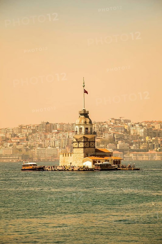 Maidens Tower located in the middle of Bosporus