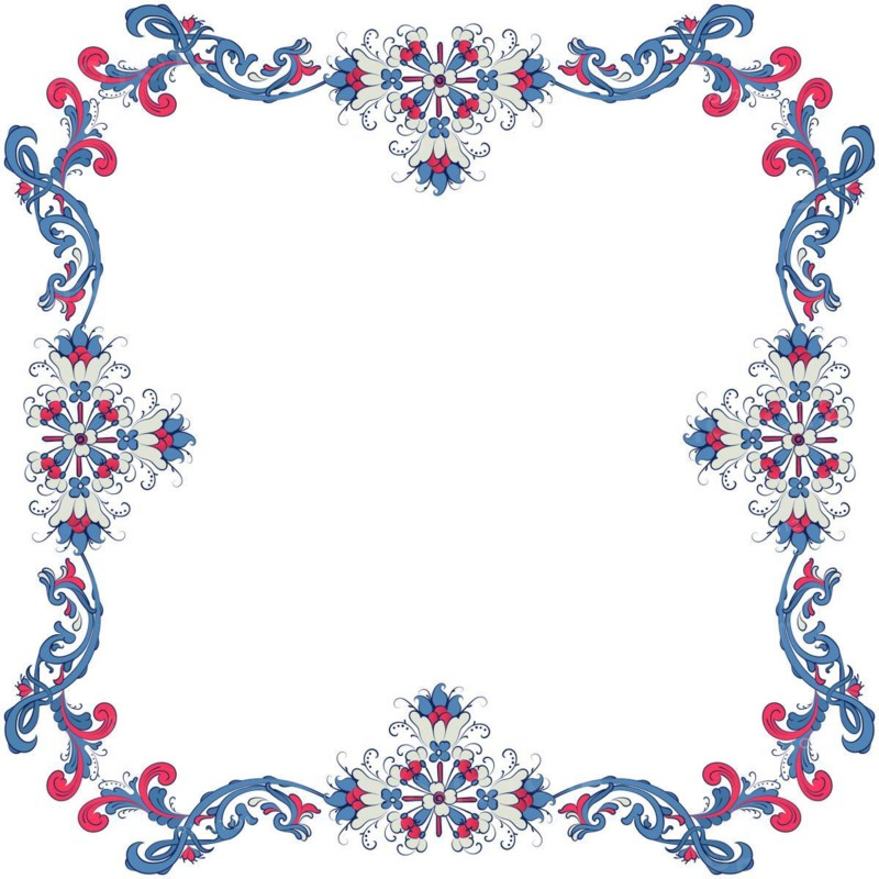 Vector floral frame with traditional Norwegian Rosemaling motif