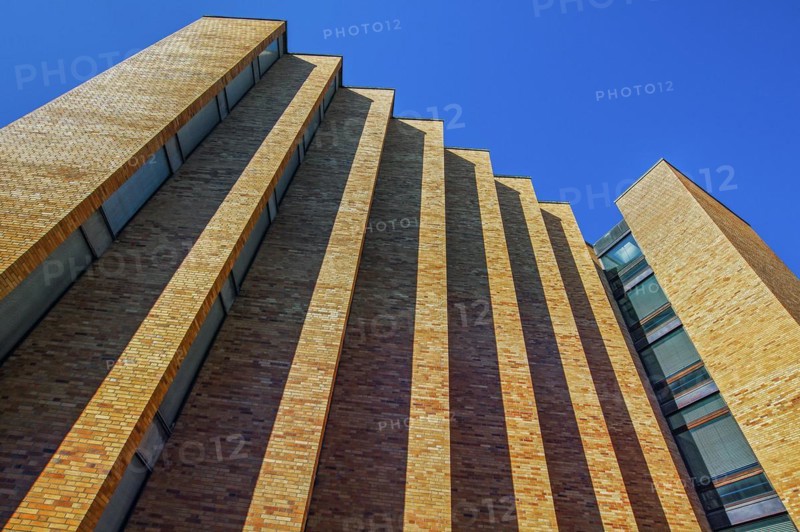 Brick facade, Technical University of Munich. TUM, Munich, Bavaria, Germany, Europe