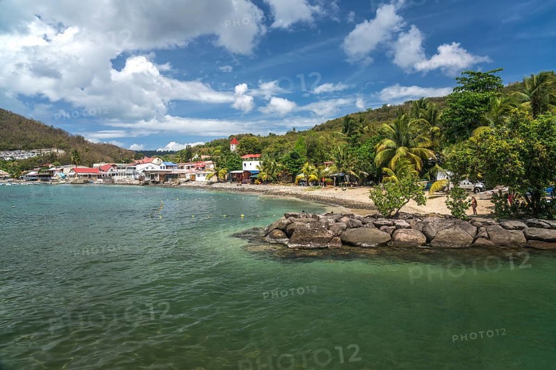 The village of Deshaies in the north of Basse-Terre, Guadeloupe, France, North America