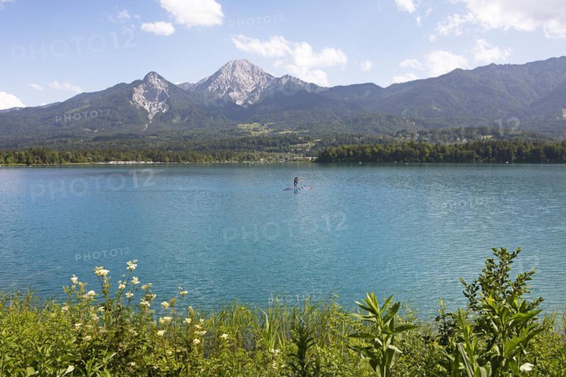 Mount Mittagskogel and Faaker See, Villach and Finkenstein municipalities, Carinthia, Austria, Europe