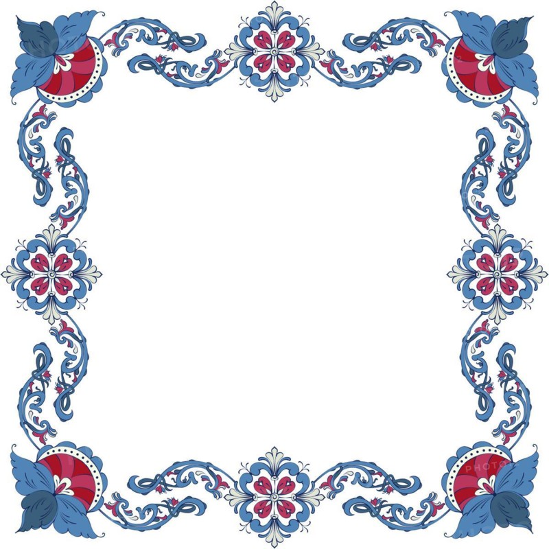 Vector floral frame with traditional Norwegian Rosemaling motif
