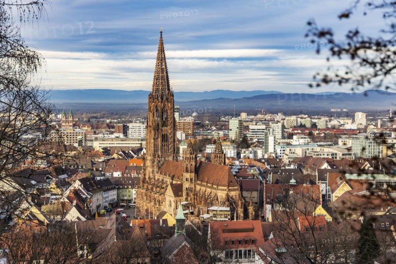 City view with cathedral, Freiburg im Breisgau, Baden-Wuerttemberg, Germany, Europe
