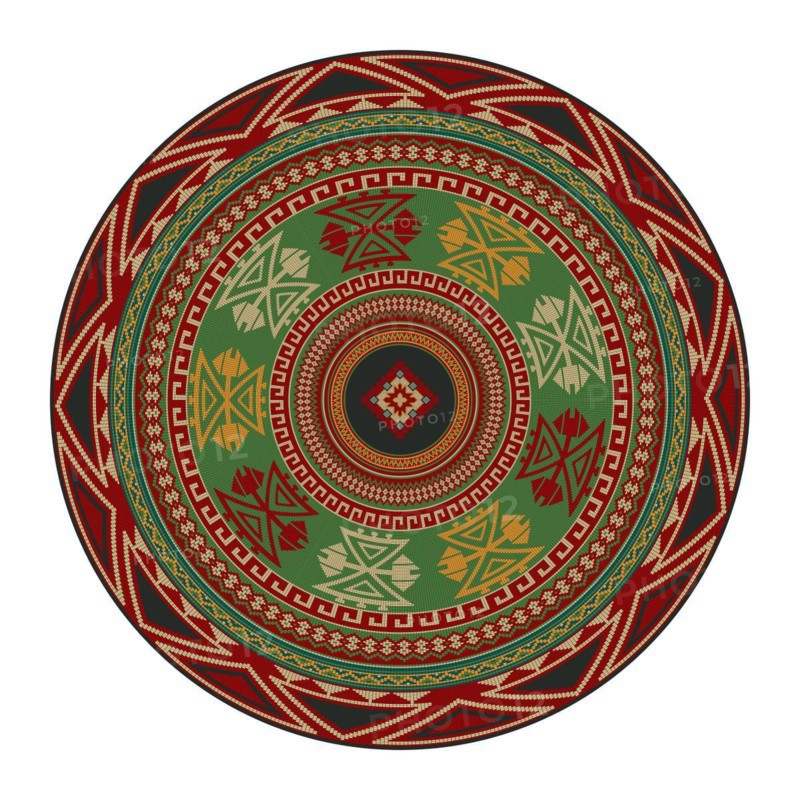 Traditional Kilim round decorative element, vector template