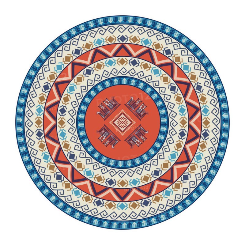 Traditional Kilim round decorative element, vector template