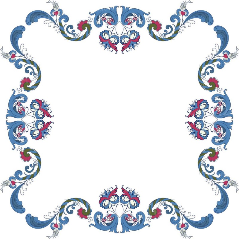 Vector floral frame with traditional Norwegian Rosemaling motif
