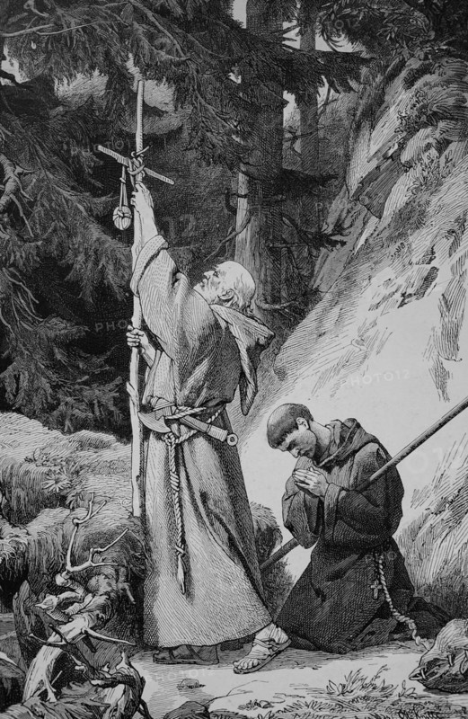 The Foundation of St. Gall in Switzerland, Historical, digitally restored reproduction from a 19th century original